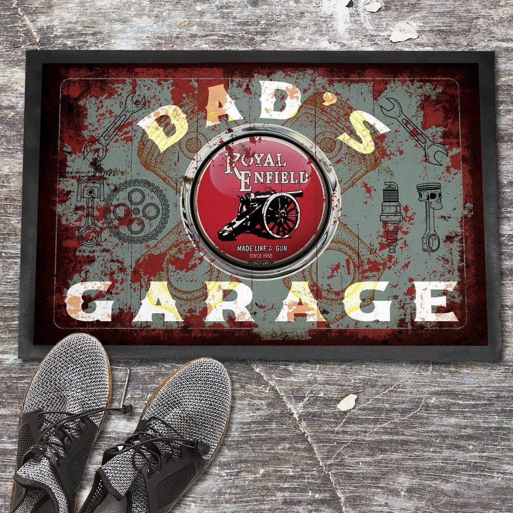 Royal Enfield Dads Garage Vintage Dørmåtte-Dørmåtte-Royal Enfield-Garage Culture Shop- garage - man cave - merchandise