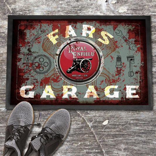 Royal Enfield Fars Garage Vintage Dørmåtte-Dørmåtte-Royal Enfield-Garage Culture Shop- garage - man cave - merchandise