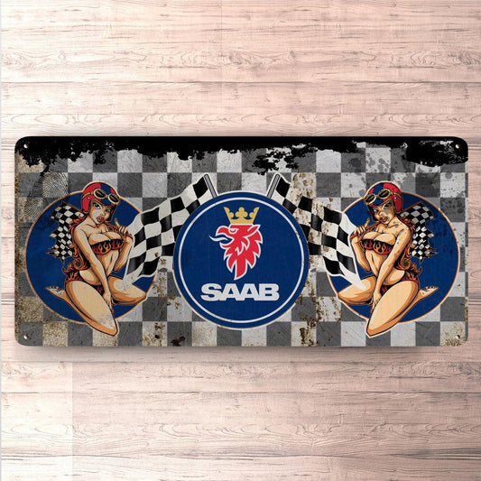 SAAB Vintage 30x60cm Skilt-Skilte-Saab-Garage Culture Shop- garage - man cave - merchandise