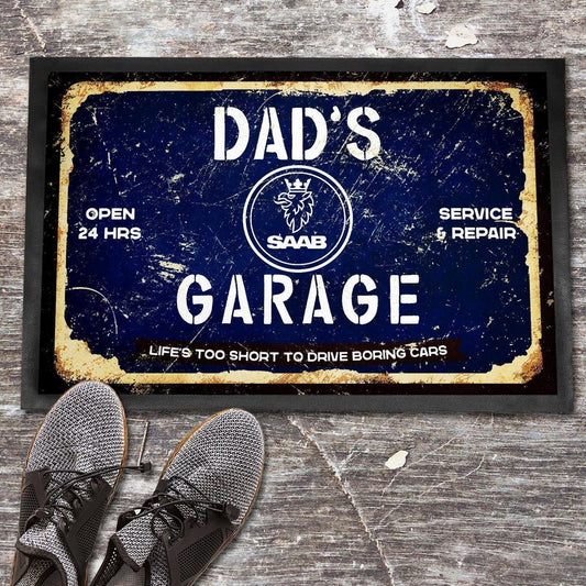 Saab Dads Garage Dørmåtte-Dørmåtte-Saab-Garage Culture Shop- garage - man cave - merchandise