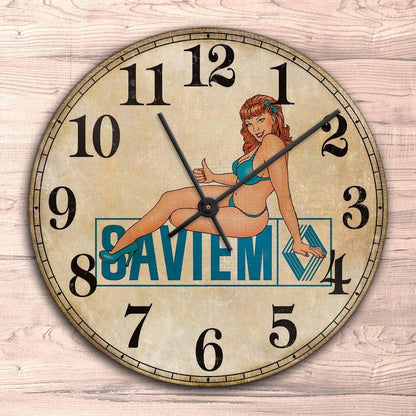 Saviem Pin-Up Vintage Vægur Rundt-Clock-Saviem-Garage Culture Shop- garage - man cave - merchandise