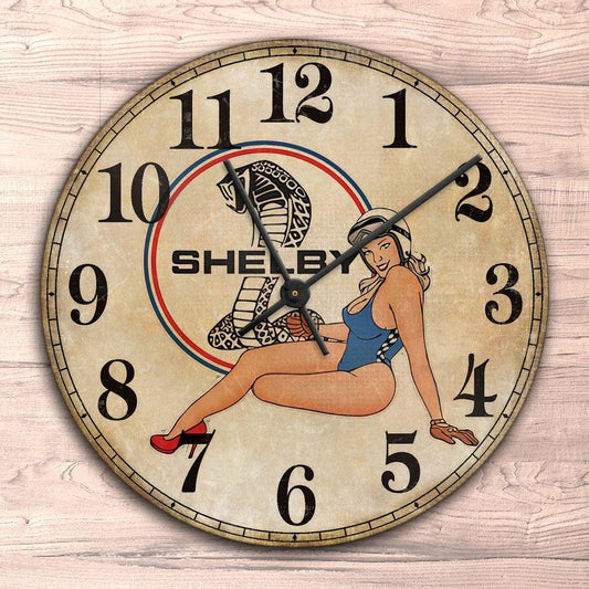 Shelby Pin-Up Vintage Vægur Rundt-Clock-Shelby-Garage Culture Shop- garage - man cave - merchandise