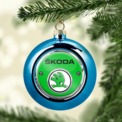 Škoda Julekugle-Julekugle-Skoda-Blå-Garage Culture Shop- garage - man cave - merchandise