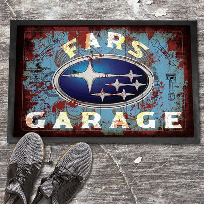 Subaru Fars Garage Vintage Dørmåtte-Dørmåtte-Subaru-Garage Culture Shop- garage - man cave - merchandise
