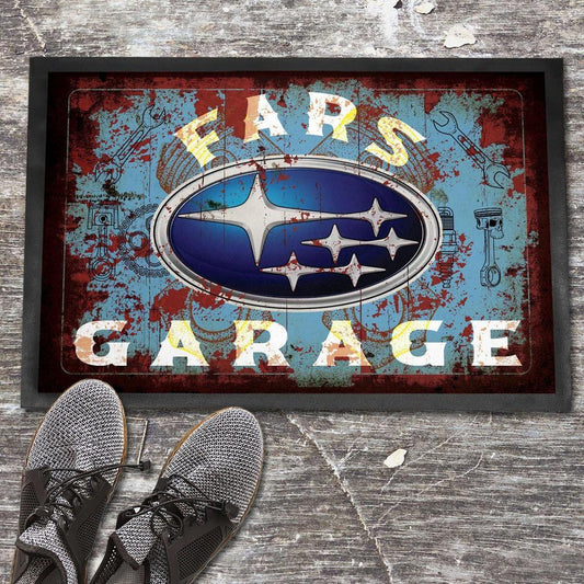 Subaru Fars Garage Vintage Dørmåtte-Dørmåtte-Subaru-Garage Culture Shop- garage - man cave - merchandise