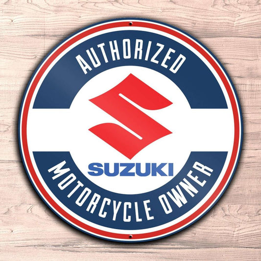 Suzuki Authorized Motorcycle Owner, Runde Skilte , Musemåtte Rundt , Kop Underlag, Underlagssæt-Runde Skilte-Suzuki-Garage Culture Shop- garage - man cave - merchandise