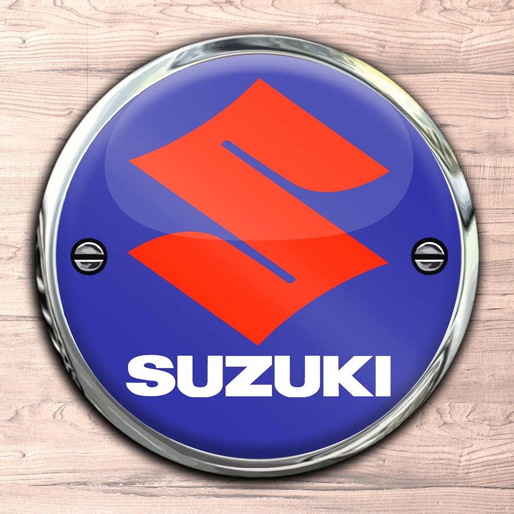 Suzuki Runde Skilte , Musemåtte Rundt , Kop Underlag, Underlagssæt-Runde Skilte-Suzuki-Garage Culture Shop- garage - man cave - merchandise