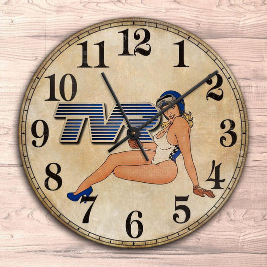 TVR Pin-Up Vintage Vægur Rundt-Clock-TVR-Garage Culture Shop- garage - man cave - merchandise