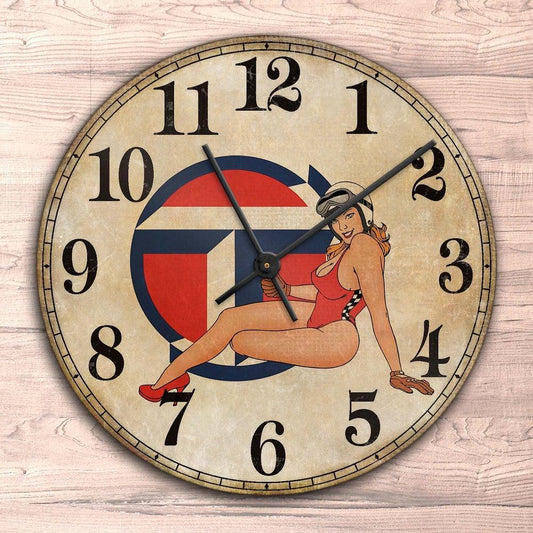 Talbot Pin-Up Vintage Vægur Rundt-Clock-Talbot-Garage Culture Shop- garage - man cave - merchandise