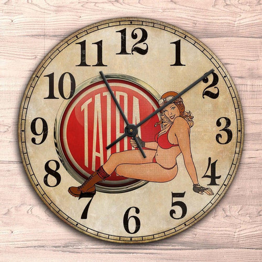 Tatra Pin-Up Vintage Vægur Rundt-Clock-Tatra-Garage Culture Shop- garage - man cave - merchandise