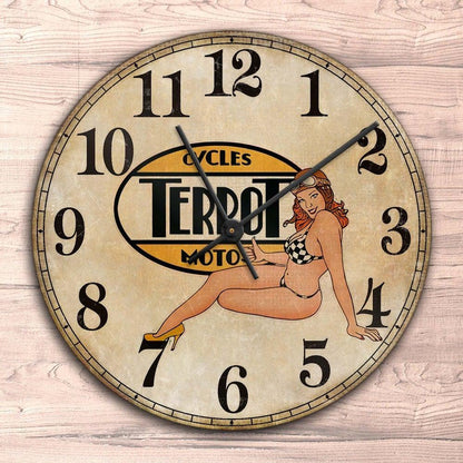 Terrot Pin-Up Vintage Vægur Rundt-Clock-Terrot-Garage Culture Shop- garage - man cave - merchandise