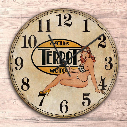 Terrot Pin-Up Vintage Vægur Rundt-Clock-Terrot-Garage Culture Shop- garage - man cave - merchandise