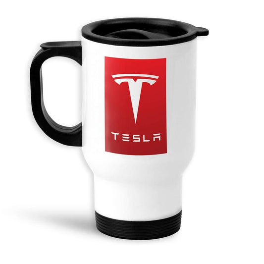Tesla Termokrus Hvidt-Krus-Tesla-Garage Culture Shop- garage - man cave - merchandise