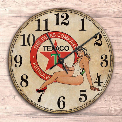Texaco Pin-Up Vintage Vægur Rundt-Clock-Motoroil-Garage Culture Shop- garage - man cave - merchandise