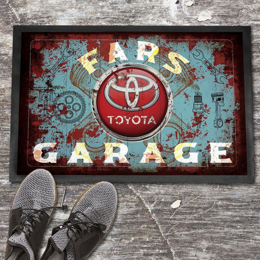 Toyota Fars Garage Vintage Dørmåtte-Dørmåtte-Toyota-Garage Culture Shop- garage - man cave - merchandise