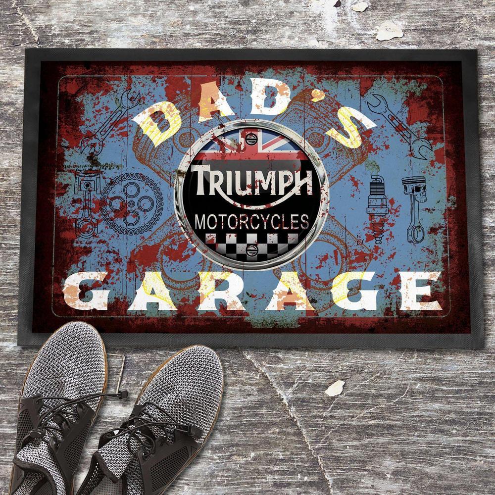 Triumph Dads Garage Vintage Dørmåtte-Dørmåtte-Triumph-Garage Culture Shop- garage - man cave - merchandise