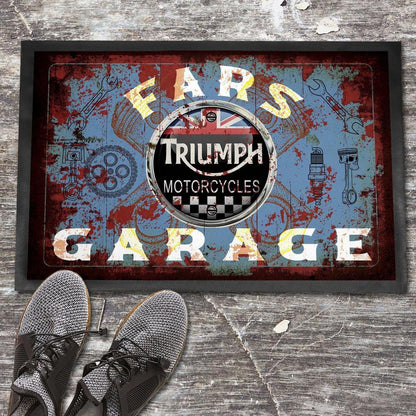Triumph Fars Garage Vintage Dørmåtte-Dørmåtte-Triumph-Garage Culture Shop- garage - man cave - merchandise