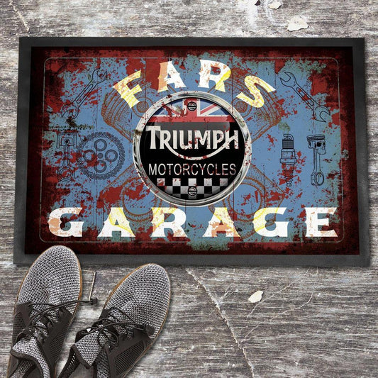 Triumph Fars Garage Vintage Dørmåtte-Dørmåtte-Triumph-Garage Culture Shop- garage - man cave - merchandise